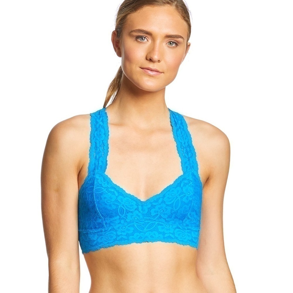 Free People | Blue Lace Galloon Racerback Bralette - Women size M